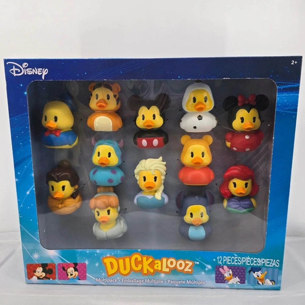 Disney Duckalooz 12 Piece Multipack Rubber‎ Ducks Mickey Minnie Elsa Stitch NEW